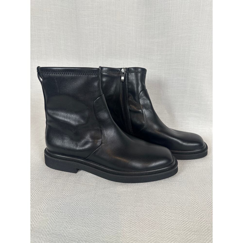 Franco Sarto Black Leather Heeled Ankle Boots Size 8
